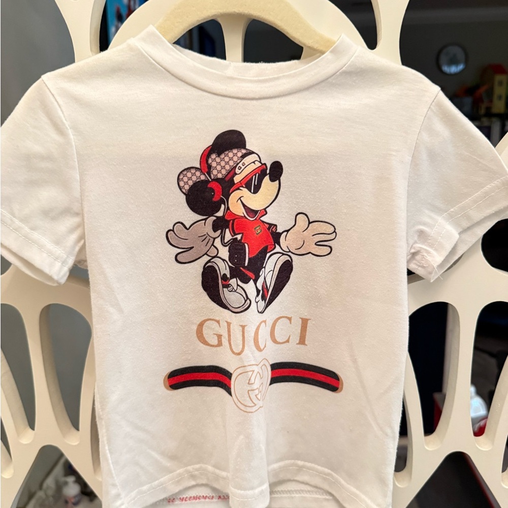 Gucci Kids White Tee with Mickey Design
